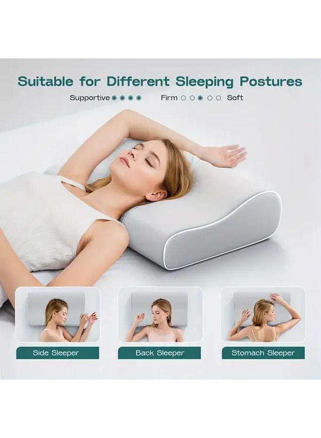 Misty Blue Ergonomic Neck Pillow for Side Back Stomach Sleepers Cervical Support Bed Pillow - Image 4
